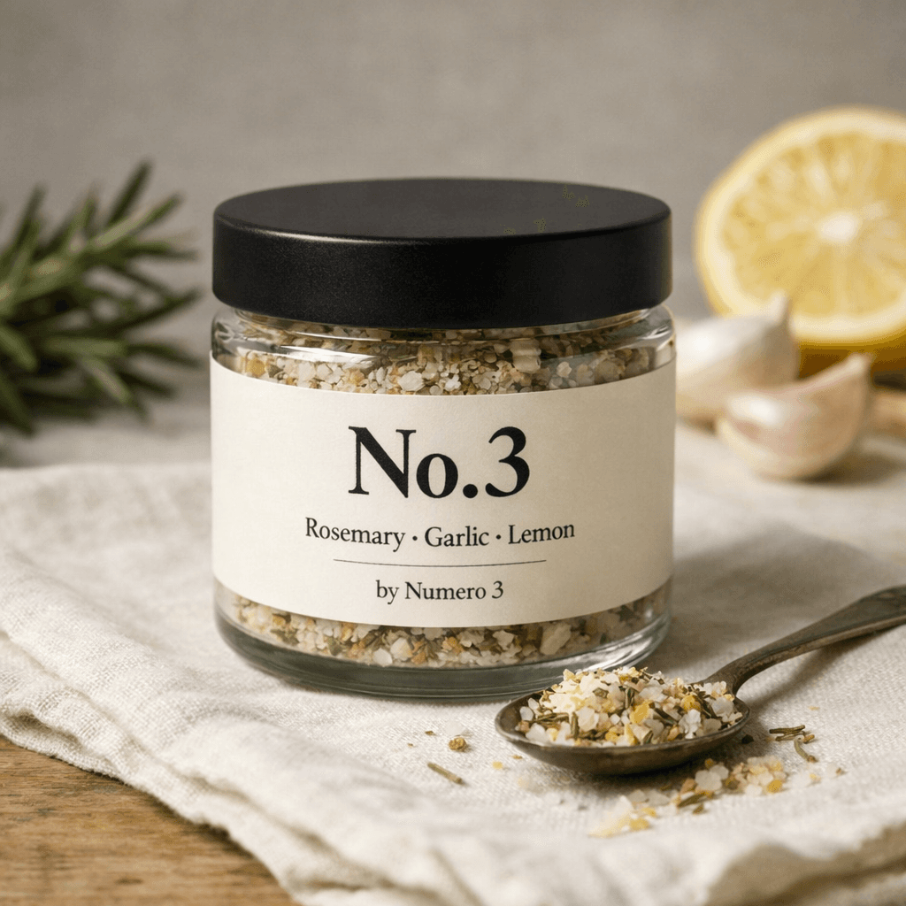 No. 3 salt jar with rosemary, garlic, and lemon